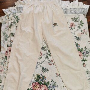 Miro Pants Large crem Cotton embroider fish Playa del Carmen 26 X 30 0383